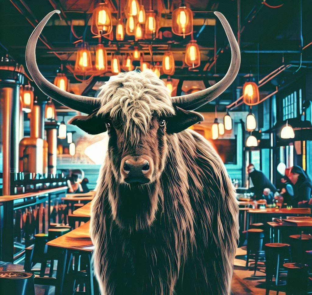yak illustration at a trendy micro brewery